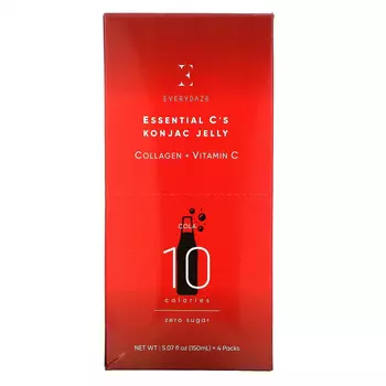 Everydaze, Essential C's Konjac Jelly, кола, 4 пакетика, по 150 мл (5,07 жидк. Унции)