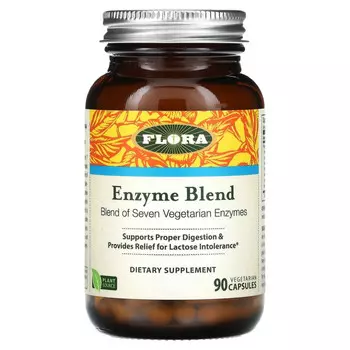 Flora, смесь ферментов, 90 растительных капсул
