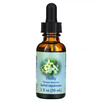 Flower Essence Services, Лечебные травы , Холли , Цветочный Сущности 1 жидких унции (30 мл)