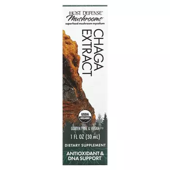 Fungi Perfecti Host Defense, Mushrooms, органический экстракт чаги, 30 мл (1 жидк. Унция)