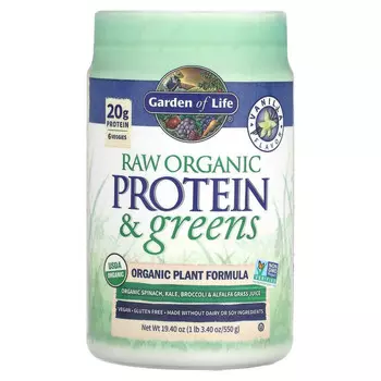 Garden of Life, RAW Protein & Greens, формула с органическими растениями, ваниль, 550 г (19,40 унции)