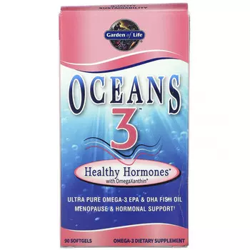 Garden of Life, Средство для поддержания гормонального фона Oceans 3™ Healthy Hormones® с омега-ксантином, 90 мягких желатиновых капсул