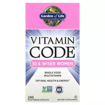Garden of Life, Vitamin Code, мультивитамины из цельных продуктов для женщин от 50 лет, 240 вегетарианских капсул