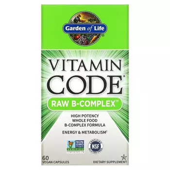 Garden of Life, Vitamin Code, Raw B-Complex, комплекс витаминов группы В, 60 веганских капсул