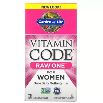 Garden of Life, Vitamin Code, RAW One, мультивитаминная добавка для женщин (для приема 1 раз в день), 75 вегетарианских капсул