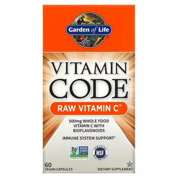 Garden of Life, Vitamin Code, Raw Vitamin C, 60 веганских капсул