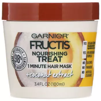 Garnier, Fructis, 1-минутная питательная маска для волос, с экстрактом кокоса, 100 мл