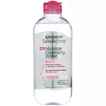 Garnier, SkinActive, мицеллярная очищающая вода, средство для снятия макияжа «все в 1», для всех типов кожи, 400 мл