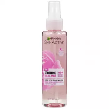 Garnier, SkinActive, успокаивающий спрей для лица с розовой водой, 130 мл