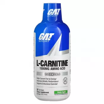 GAT, L-карнитин, аминокислота в свободной форме, со вкусом зеленого яблока, 473 мл (16 унций)