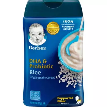 Gerber, монозерновые рисовые хлопья с ДГК и пробиотиком, для первого прикорма, 227 г (8 унций)