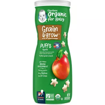 Gerber, Органические палочки, для детей в возрасте 8 месяцев и старше, яблоко, 42 г (1,48 унции)