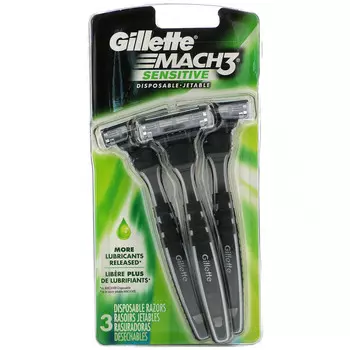 Gillette, Одноразовая бритва Mach3 Sensitive, 3 шт.