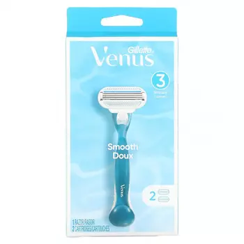 Gillette, Venus, гладкая, 1 бритва, 2 картриджа