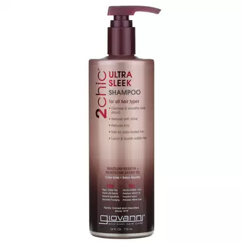 Giovanni, 2chic, шампунь для придания ультраблеска, для всех типов волос, бразильский кератин и марокканское аргановое масло, 710 мл (24 жидк. унции)