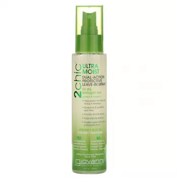 Giovanni, 2chic, Ultra-Moist, увлажняющий защитный несмываемый спрей двойного действия «Масло авокадо и оливы», 118 мл (4 жидк. унции)