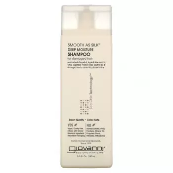 Giovanni, Smooth As Silk, шампунь для интенсивного увлажнения, для поврежденных волос, 250 мл (8,5 жидк. унции)