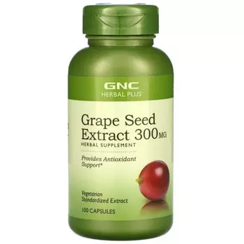 GNC, Herbal Plus, экстракт виноградных косточек, 300 мг, 100 капсул