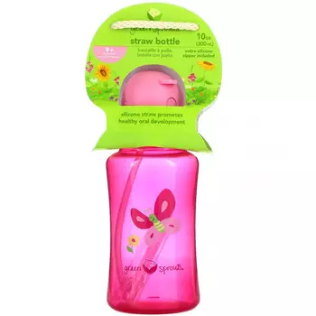 Green Sprouts, Straw Bottle, Pink