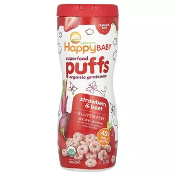 Happy Family Organics, Колечки из суперпродуктов, органическая злаковая закуска, клубника и свекла, 60 г (2,1 унции)