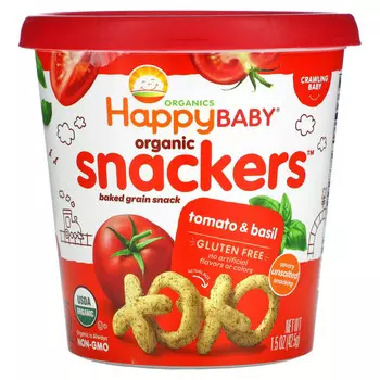 Happy Family Organics, Organic Snackers, томаты и базилик, 42,5 г (1,5 унции)