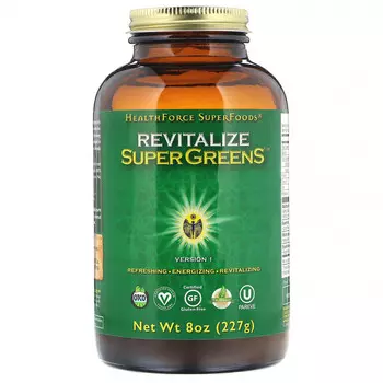 HealthForce Superfoods, Цельнопищевая добавка Revitalize Super Greens, 227 г