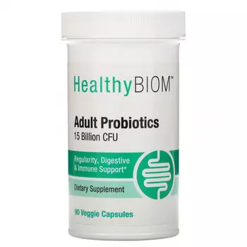 HealthyBiom, Пробиотики для взрослых, 15 млрд КОЕ, 90 растительных капсул