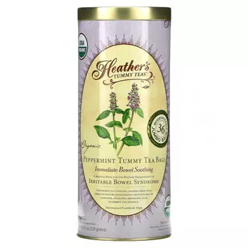 Heather's Tummy Care, Tummy Teas, Organic Peppermint Tea Bags, Caffeine Free, 36 Extra Large Tea Bags, 4.2 oz (120 g)