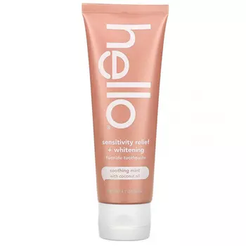 Hello, Sensitivity Relief + Whitening Fluoride Toothpaste, Soothing Mint with Coconut Oil, 4.7 oz (133 g)