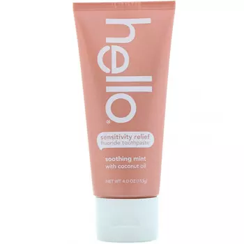 Hello, Зубная паста с фтором для снятия чувствительности, успокаивающая мята с кокосовым маслом, 113 г (4 унции)