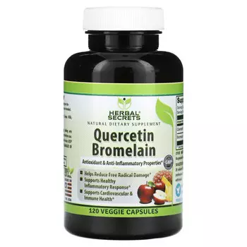 Herbal Secrets, Кверцетин бромелаин, 120 растительных капсул