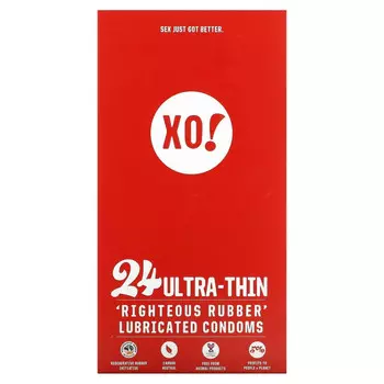 Here We Flo, XO! Ультратонкие презервативы с резиновой смазкой, без запаха, 24 презерватива