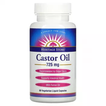Heritage Store, касторовое масло, 725 мг, 60 вегетарианских капсул с жидкостью