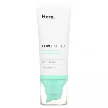 Hero Cosmetics, Force Shield, сверхлегкое солнцезащитное средство, SPF 30, 50 мл (1,69 жидк. Унции)