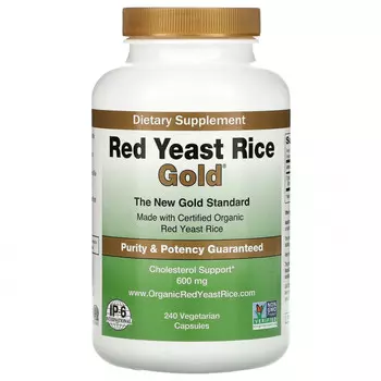 IP-6 International, Red Yeast Rice Gold, поддержка холестерина, 600 мг, 240 вегетарианских капсул