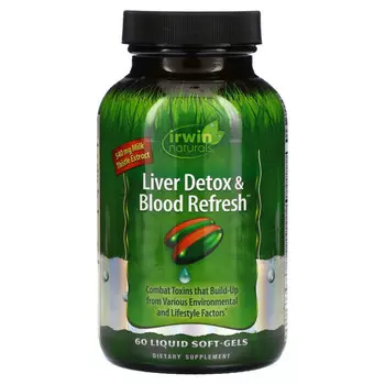 Irwin Naturals, Liver Detox & Blood Refresh, добавка для очистки печени и крови, 60 капсул с жидкостью