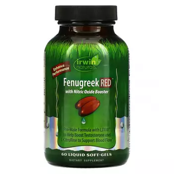 Irwin Naturals, Пажитник RED с бустером оксида азота, 60 желатиновых капсул