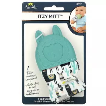 itzy ritzy, Itzy Mitt, пищевой силиконовый прорезыватель для зубов, от 3 месяцев, от ламы, 1 прорезыватель для зубов