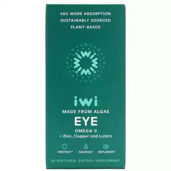 iWi, Для глаз, омега-3 + цинк, медь и лютеин, 30 мягких таблеток