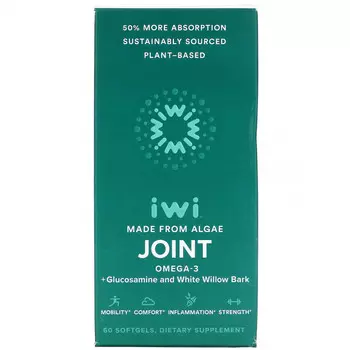 iWi, Joint, омега-3 + глюкозамин и кора белой ивы, 60 мягких таблеток