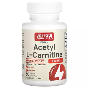 Jarrow Formulas, ацетил-L-карнитин, 500 мг, 60 растительных капсул