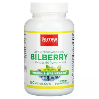 Jarrow Formulas, комплекс полифенолов из черники и кожуры винограда, 280 мг, 120 вегетарианских капсул