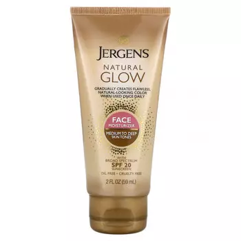 Jergens, Natural Glow, увлажняющее средство для лица, SPF 20, от средних до темных оттенков кожи, 59 мл (2 жидк. унции)