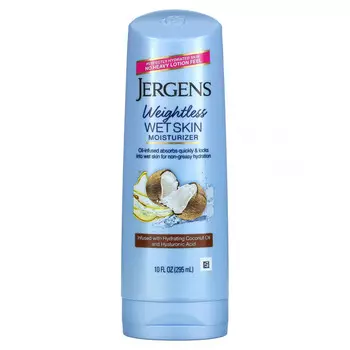 Jergens, Увлажняющее средство Wet Skin Moisturizer для нанесения на влажную кожу, с кокосовым маслом, 295 мл