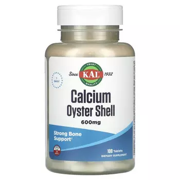 KAL, Кальций из скорлупы устриц, 600 мг, 100 таблеток