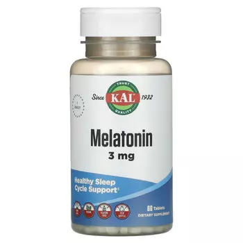 KAL, Melatonin, 3 mg, 60 Tablets