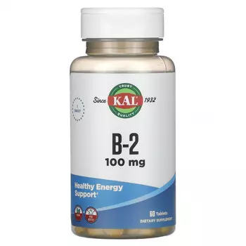 KAL, Витамин B2, 100 мг, 60 таблеток
