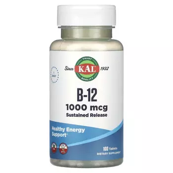 KAL, Витамин B-12, 1000 мкг, 100 таблеток