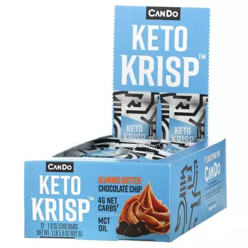 Keto Krisp, Protein Bar, шоколадная крошка с миндальным маслом, 12 батончиков, 51 г (1,8 унции)