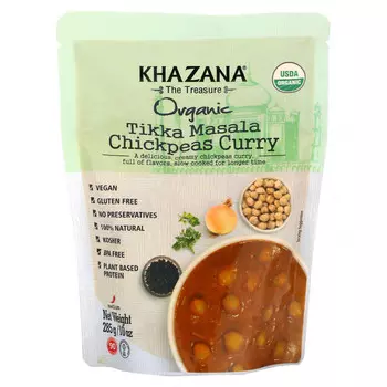 Khazana, Органическое карри с нутом Tikka Masala, средний вкус, 285 г (10 унций)